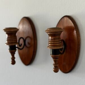 Homco Oval Wooden Wall Sconces Rustic Farmhouse Cottage Home Decor